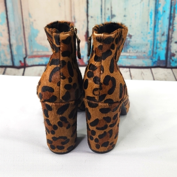 TOPSHOP Miles' Genuine Calf Hair Leopard Print Booties - Picture 3 of 9